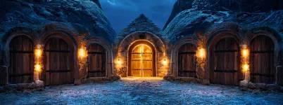 View of the Inn from outside showing doors to the rooms.